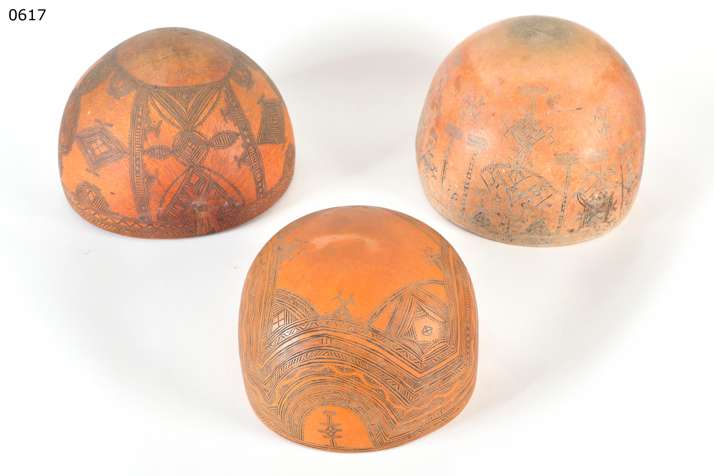 DYULA — three decorated calabashes